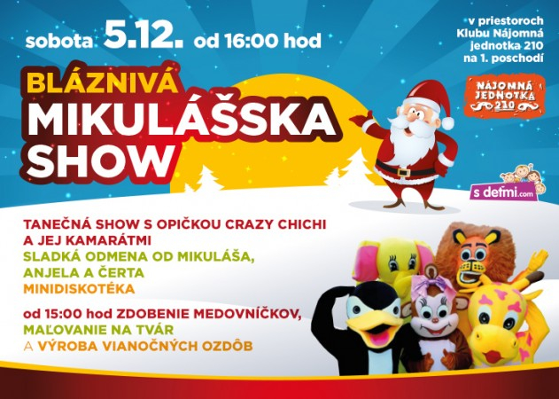 Mikulášska show s opičkou Crazy Chi Chi v nákupnom centre OC MAX Nitra