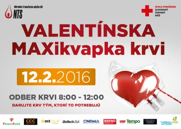 Valentínska MAXikvapka krvi v nákupnom centre OC MAX Nitra