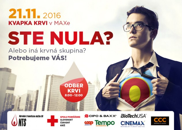 KVAPKA KRVI v MAXe 21. 11. 2016 v nákupnom centre OC MAX Nitra