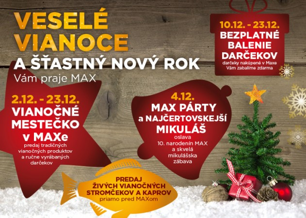 Prežite krásne Vianoce s nami! v nákupnom centre OC MAX Nitra