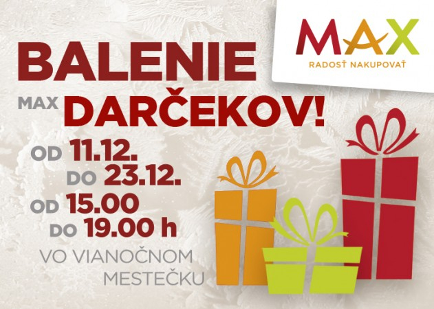 Bezplatne balenie vianočných darčekov v nákupnom centre OC MAX Nitra