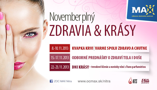 November plný Zdravia a krásy v nákupnom centre OC MAX Nitra