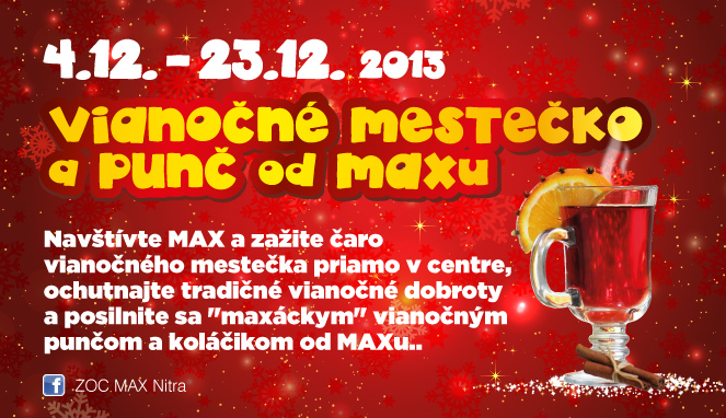 Vianočné mestečko a punč od MAXu v nákupnom centre OC MAX Nitra