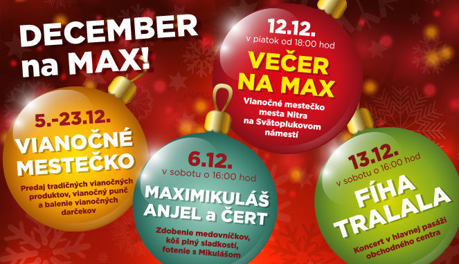 December na MAX v nákupnom centre OC MAX Nitra