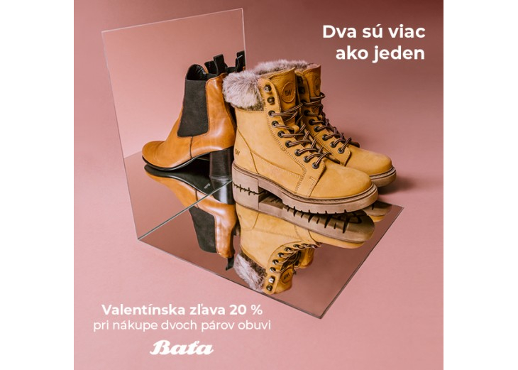 Valentínska zľava 20% pri nákupe dvoch párov obuvi, Obchodné a nákupné centrum MAX Poprad 