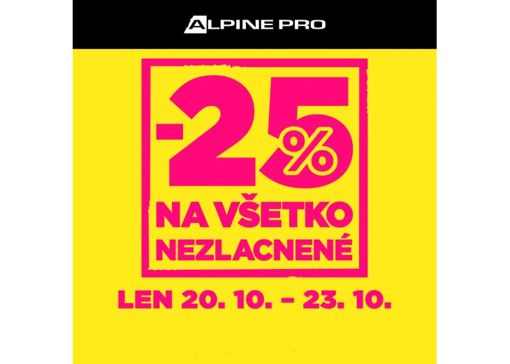 EXTRA zľava 25 % na všetko nezľavnené v ALPINE PRO!, Obchodné a nákupné centrum MAX Poprad 