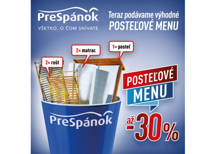 Vyberte si kompletné posteľové menu v predajni PreSpánok, Obchodné a nákupné centrum MAX Nitra