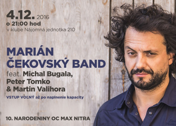 Pozývame Vás na koncert Mariána Čekovského s kapelou, Obchodné a nákupné centrum MAX Nitra