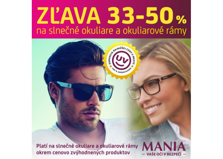 Zľava 33-50% v Mania Optic, Obchodné a nákupné centrum MAX Trnava