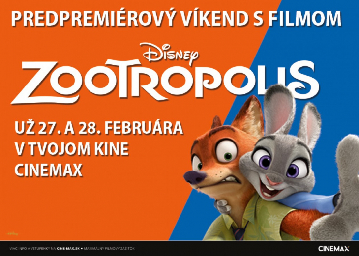 Zootropolis - premiéra 3.3.2016, Obchodné a nákupné centrum MAX Trnava