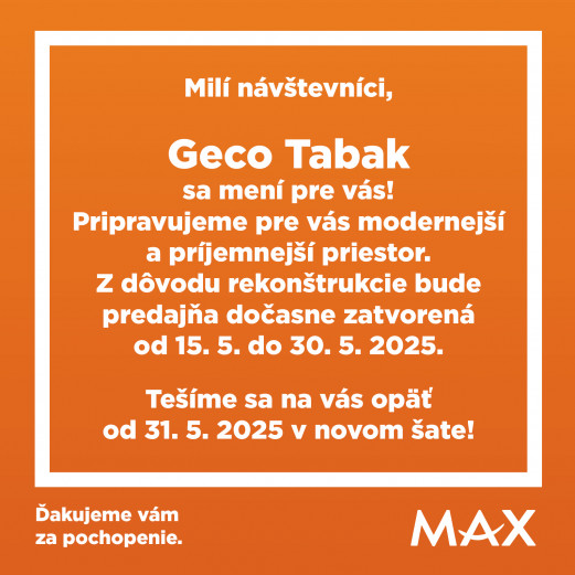 Meníme pre vás ďalšiu prevádzku!